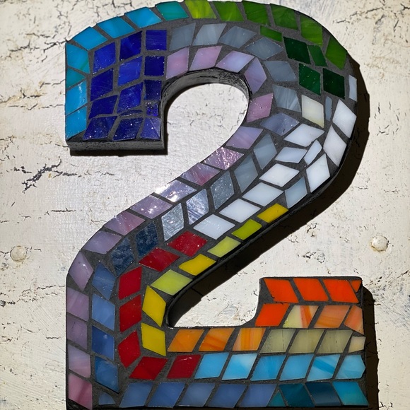 Stained Glass Mosaic House Number 2 Handcrafted - Picture 2 of 8